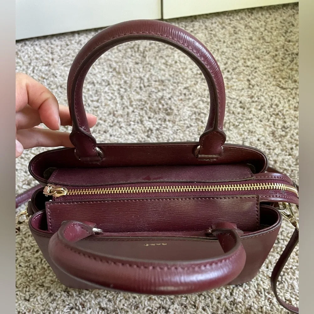 DKNY Red Leather Paige Dome Satchel NWOT - Picture 3 of 10